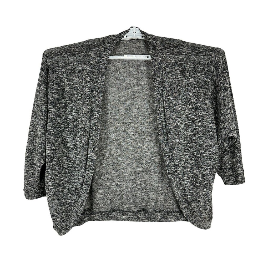 Teenbell Womens Marled Open Front Cardigan Sweater Size L Black Gray USA Made